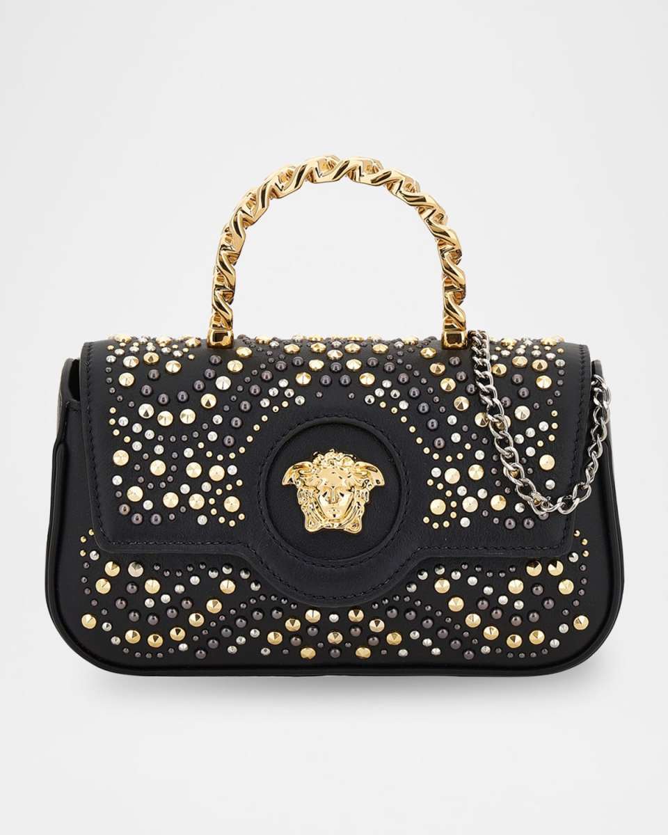 La Medusa Mini Studded Leather Top-Handle Bag